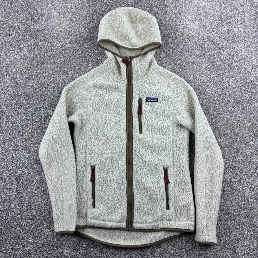 Patagonia Retro Pile Fleece Hoody Jacket Women's XS Cream Full Zip 22805